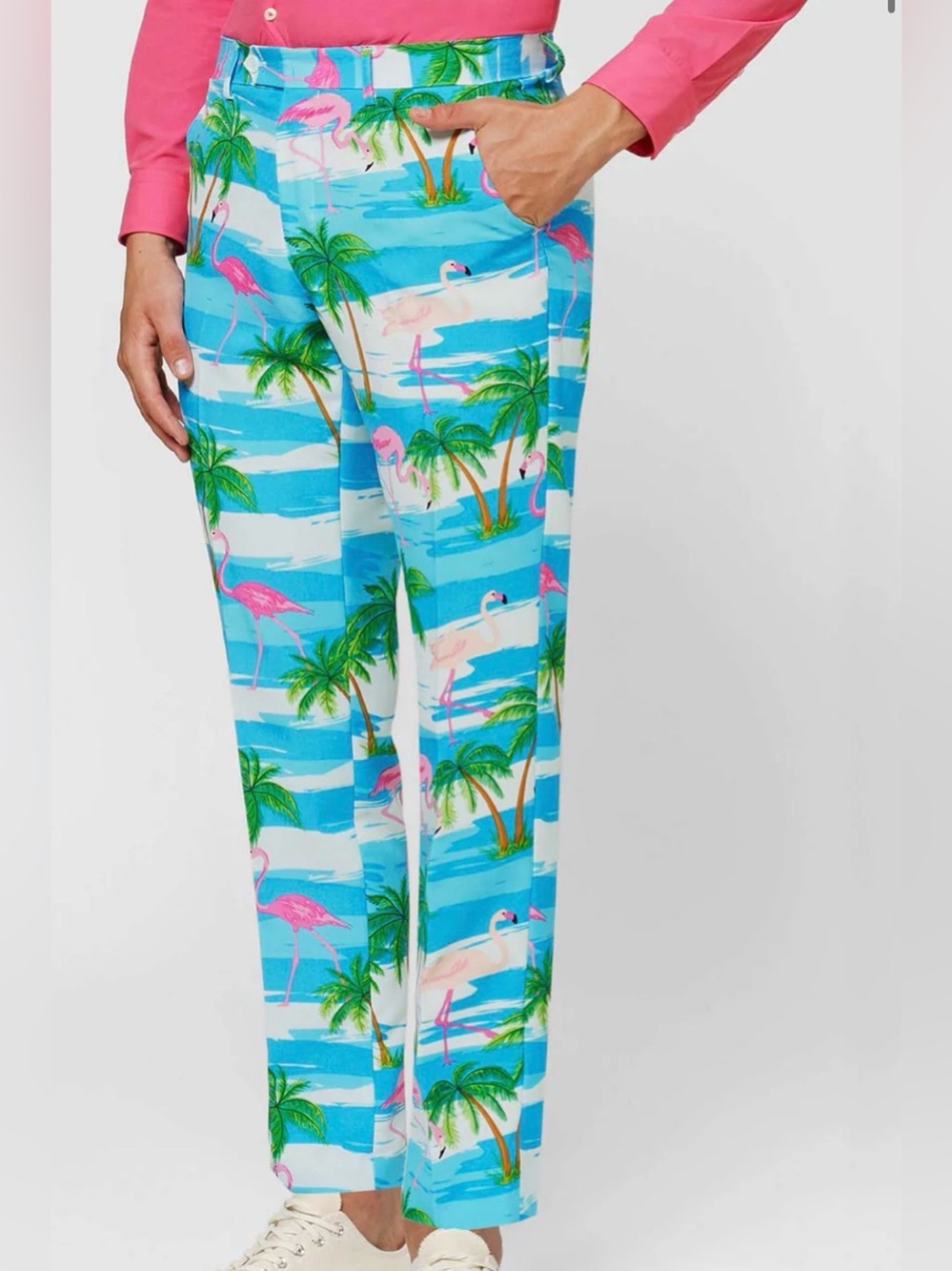 OppoSuits Flaminguy Flamingo Tropical Beach Suit Pants Mens US 38 Blue Pink Nove